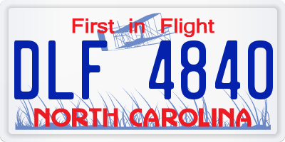 NC license plate DLF4840