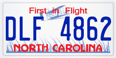 NC license plate DLF4862