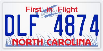 NC license plate DLF4874