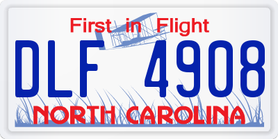 NC license plate DLF4908