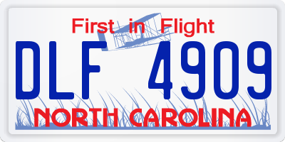 NC license plate DLF4909