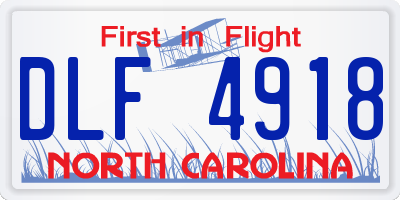 NC license plate DLF4918