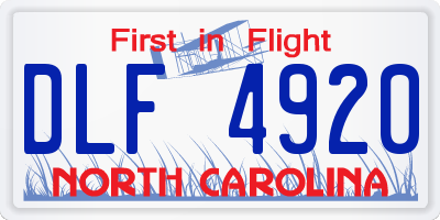 NC license plate DLF4920