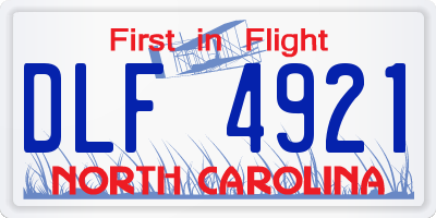 NC license plate DLF4921