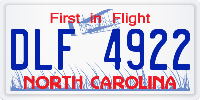 NC license plate DLF4922