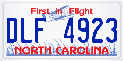 NC license plate DLF4923