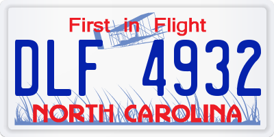 NC license plate DLF4932