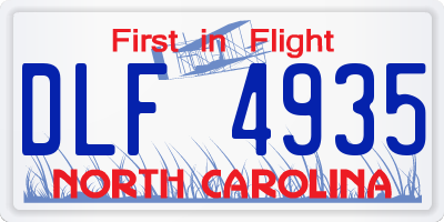 NC license plate DLF4935