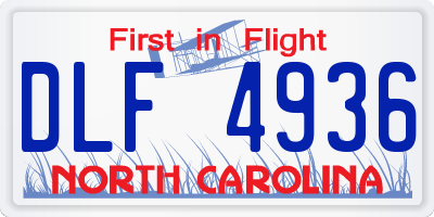 NC license plate DLF4936
