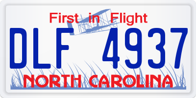 NC license plate DLF4937