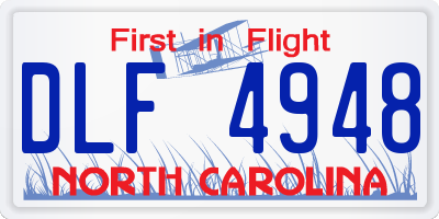 NC license plate DLF4948