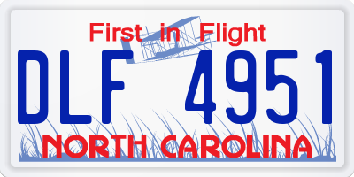 NC license plate DLF4951