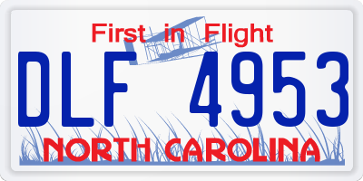 NC license plate DLF4953