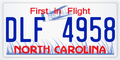 NC license plate DLF4958