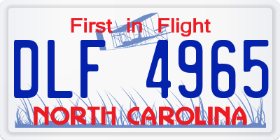 NC license plate DLF4965