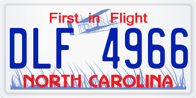 NC license plate DLF4966