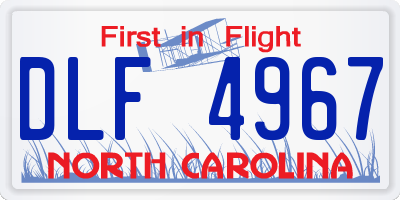 NC license plate DLF4967