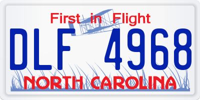 NC license plate DLF4968