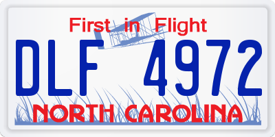 NC license plate DLF4972