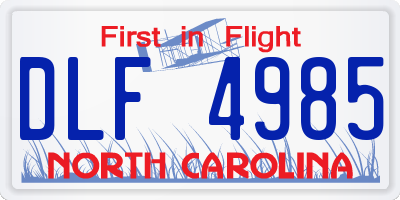 NC license plate DLF4985