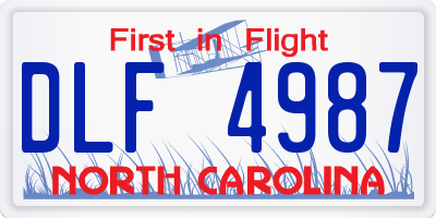 NC license plate DLF4987