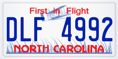NC license plate DLF4992
