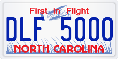 NC license plate DLF5000