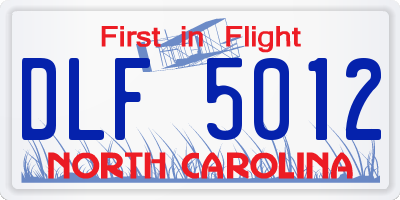 NC license plate DLF5012