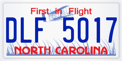 NC license plate DLF5017