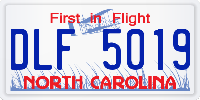 NC license plate DLF5019