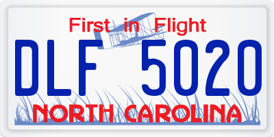 NC license plate DLF5020
