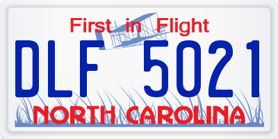 NC license plate DLF5021