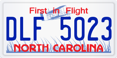 NC license plate DLF5023