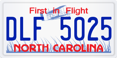 NC license plate DLF5025