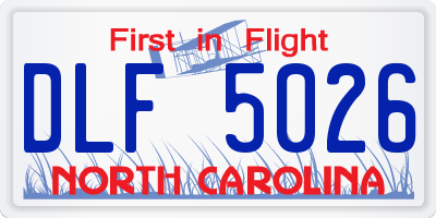 NC license plate DLF5026