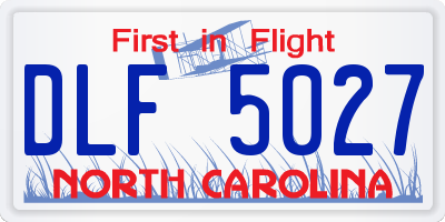 NC license plate DLF5027