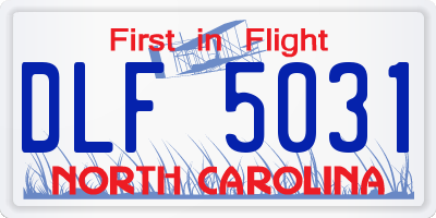 NC license plate DLF5031