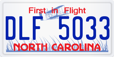 NC license plate DLF5033