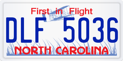 NC license plate DLF5036