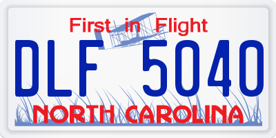 NC license plate DLF5040
