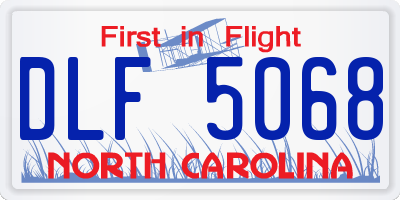 NC license plate DLF5068