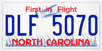 NC license plate DLF5070