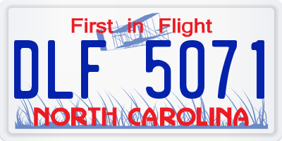 NC license plate DLF5071