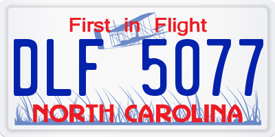 NC license plate DLF5077