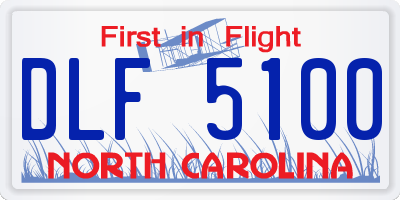 NC license plate DLF5100