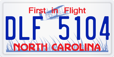 NC license plate DLF5104