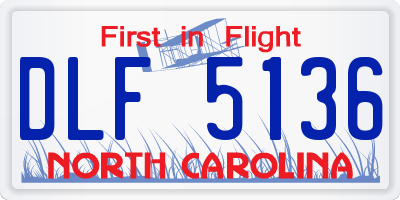 NC license plate DLF5136