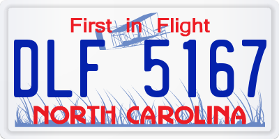NC license plate DLF5167