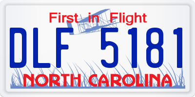 NC license plate DLF5181
