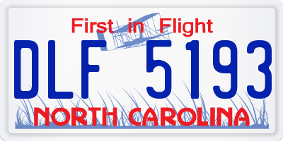 NC license plate DLF5193